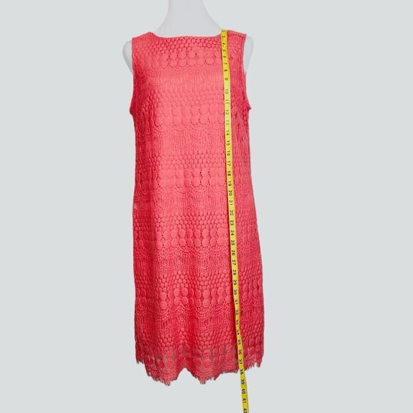 Ronni Nicole Dress Womens Size 6 Coral Lined Lace Sheath Sleeveless Delicate - Picture 4 of 7